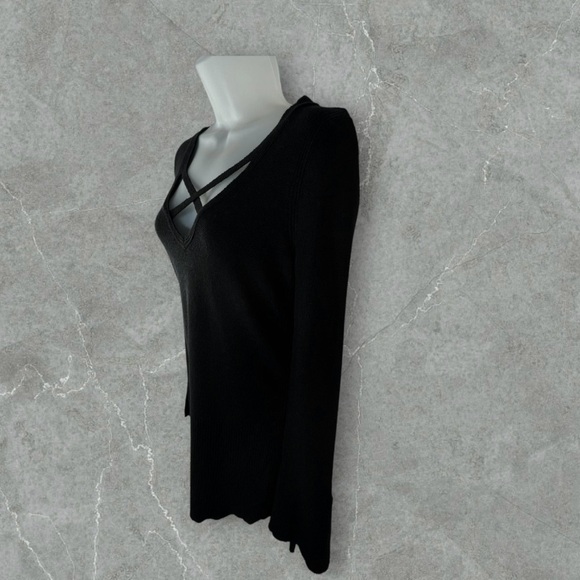 Free People Black Criss Cross Front Tunic Sweater - Picture 5 of 13